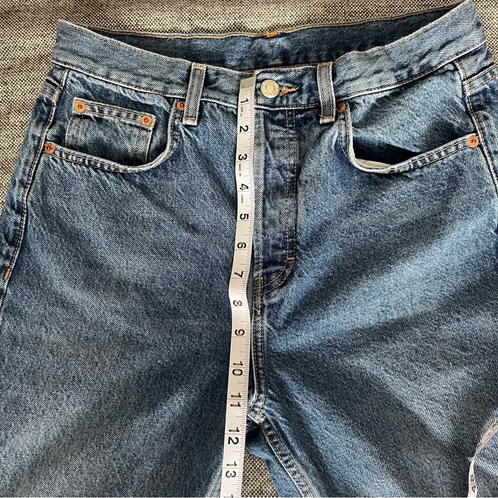 💗MUST GO free ship! Topshop Editor Ripped Straight Leg Jeans Mid Blue - Picture 5 of 9